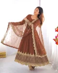 DESIGNER GEORGETTE EMBROIDERY SEQUENCE WORK GOWN WITH DUPATTA FESTIVE WEAR WHOLESALE PRICE ETHNIC GARMENT (5)