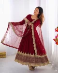 DESIGNER GEORGETTE EMBROIDERY SEQUENCE WORK GOWN WITH DUPATTA FESTIVE WEAR WHOLESALE PRICE ETHNIC GARMENT (5)