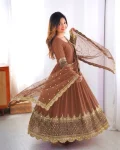 DESIGNER GEORGETTE EMBROIDERY SEQUENCE WORK GOWN WITH DUPATTA FESTIVE WEAR WHOLESALE PRICE ETHNIC GARMENT (5)