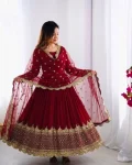 DESIGNER GEORGETTE EMBROIDERY SEQUENCE WORK GOWN WITH DUPATTA FESTIVE WEAR WHOLESALE PRICE ETHNIC GARMENT (5)