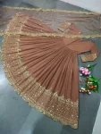 DESIGNER GEORGETTE EMBROIDERY SEQUENCE WORK GOWN WITH DUPATTA FESTIVE WEAR WHOLESALE PRICE ETHNIC GARMENT (5)