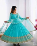 DESIGNER GEORGETTE EMBROIDERY SEQUENCE WORK GOWN WITH DUPATTA FESTIVE WEAR WHOLESALE PRICE ETHNIC GARMENT (14)