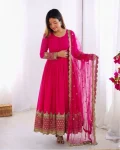 DESIGNER GEORGETTE EMBROIDERY SEQUENCE WORK GOWN WITH DUPATTA FESTIVE WEAR WHOLESALE PRICE ETHNIC GARMENT (10)