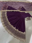 DESIGNER GEORGETTE EMBROIDERY SEQUENCE WORK GOWN WITH DUPATTA PURPLE (5)