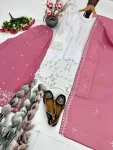 DESIGNER GEORGETTE EMBROIDERY SEQUENCE WORK WITH PERAL MOTI HAND WORK TOP PALAZZO WITH DUPATTA FESTIVE WEAR WHOLESALE PRICE ETHNIC GARMENT (3)