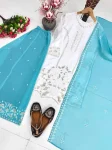 DESIGNER GEORGETTE EMBROIDERY SEQUENCE WORK WITH PERAL MOTI HAND WORK TOP PALAZZO WITH DUPATTA FESTIVE WEAR WHOLESALE PRICE ETHNIC GARMENT (5)