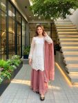 DESIGNER GEORGETTE EMBROIDERY SEQUENCE WORK WITH PERAL MOTI HAND WORK TOP PALAZZO WITH DUPATTA FESTIVE WEAR WHOLESALE PRICE ETHNIC GARMENT (9)