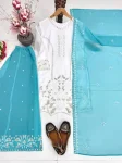 DESIGNER GEORGETTE EMBROIDERY SEQUENCE WORK WITH PERAL MOTI HAND WORK TOP PALAZZO WITH DUPATTA FESTIVE WEAR WHOLESALE PRICE ETHNIC GARMENT (5)