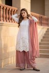 DESIGNER GEORGETTE EMBROIDERY SEQUENCE WORK WITH PERAL MOTI HAND WORK TOP PALAZZO WITH DUPATTA FESTIVE WEAR WHOLESALE PRICE ETHNIC GARMENT (9)