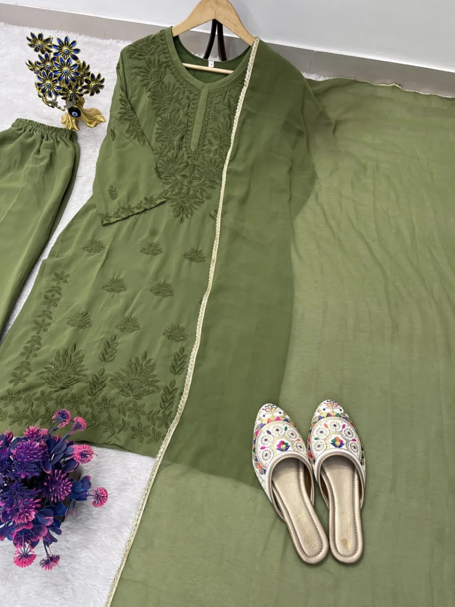 DESIGNER GEORGETTE EMBROIDERY WORK TOP PALAZZO WITH DUPATTA FESTIVE WEAR WHOLESALE PRICE ETHNIC GARMENT (11)