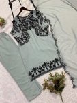 DESIGNER GEORGETTE SEQUENCE EMBROIDERY WORK TOP BOTTOM WITH DUPATTA FESTIVE WEAR WHOLESALE PRICE ETHNIC GARMENT (8)
