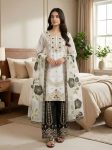 DESIGNER GMY SILK EMBROIDERY SEQUENCE WORK TOP PALAZZO WITH DUPATTA BLACK AND WHITE