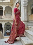 DESIGNER KHADI GEORGETTE WEAVING WITH PIPING BORDER WORK SAREE WITH UNSTITCHED BLOUSE WEDDING WEAR WHOLESALE PRICE ETHNIC GARMENT (9)