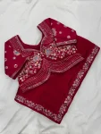 DESIGNER MALAI SATIN BEADS 3 SEQUNCE EMBROIDERY WORK LACE BORDER WORK SAREE WITH STITCHED BLOUSE WEDDING WEAR WHOLESALE PRICE ETHNIC GARMENT (6)