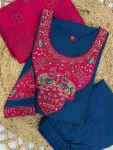 DESIGNER MANGO SILK MULTI EMBROIDERY WITH HAND WORK TOP BOTTOM WITH DUPATTA FESTIVE WEAR WHOLESALE PRICE ETHNIC GARMENT (2)