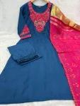 DESIGNER MANGO SILK MULTI EMBROIDERY WITH HAND WORK TOP BOTTOM WITH DUPATTA FESTIVE WEAR WHOLESALE PRICE ETHNIC GARMENT (2)