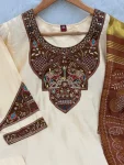 DESIGNER MANGO SILK MULTI EMBROIDERY WITH HAND WORK TOP BOTTOM WITH DUPATTA FESTIVE WEAR WHOLESALE PRICE ETHNIC GARMENT (5)