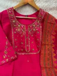 DESIGNER MANGO SILK MULTI EMBROIDERY WITH SEQUENCE & HAND WORK TOP BOTTOM WITH DUPATTA FESTIVE WEAR WHOLESALE PRICE ETHNIC GARMENT (8)