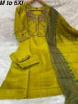 DESIGNER MANGO SILK MULTI EMBROIDERY WITH SEQUENCE & HAND WORK TOP BOTTOM WITH DUPATTA FESTIVE WEAR WHOLESALE PRICE ETHNIC GARMENT (11)