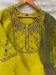 DESIGNER MANGO SILK MULTI EMBROIDERY WITH SEQUENCE & HAND WORK TOP BOTTOM WITH DUPATTA FESTIVE WEAR WHOLESALE PRICE ETHNIC GARMENT (11)