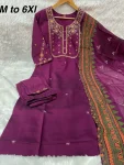 DESIGNER MANGO SILK MULTI EMBROIDERY WITH SEQUENCE & HAND WORK TOP BOTTOM WITH DUPATTA FESTIVE WEAR WHOLESALE PRICE ETHNIC GARMENT (14)