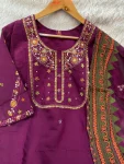 DESIGNER MANGO SILK MULTI EMBROIDERY WITH SEQUENCE & HAND WORK TOP BOTTOM WITH DUPATTA FESTIVE WEAR WHOLESALE PRICE ETHNIC GARMENT (14)