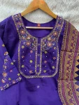 DESIGNER MANGO SILK MULTI EMBROIDERY WITH SEQUENCE & HAND WORK TOP BOTTOM WITH DUPATTA FESTIVE WEAR WHOLESALE PRICE ETHNIC GARMENT (17)