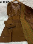 DESIGNER MANGO SILK MULTI EMBROIDERY WITH SEQUENCE & HAND WORK TOP BOTTOM WITH DUPATTA FESTIVE WEAR WHOLESALE PRICE ETHNIC GARMENT (5)