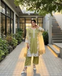 DESIGNER NATURAL SILK EMBROIDRY WORK WITH HEAVY PERAL MOTI HAND WORK TOP PALAZZO WITH DUPATTA FESTIVE WEAR WHOLESALE PRICE ETHNIC GARMENT (7)