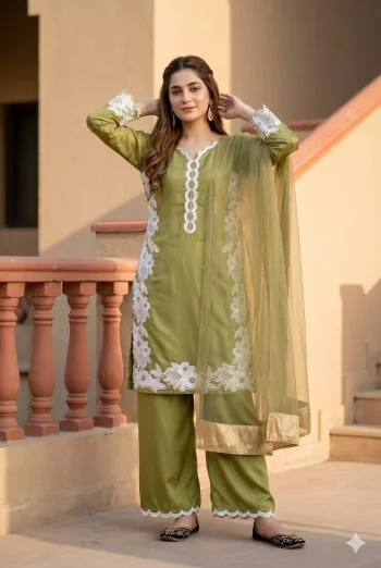 DESIGNER NATURAL SILK EMBROIDRY WORK WITH HEAVY PERAL MOTI HAND WORK TOP PALAZZO WITH DUPATTA MINT