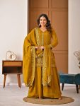 DESIGNER NC VICHITRA BEADS HAND WORK TOP PALAZZO WITH DUPATTA YELLOW