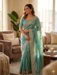 DESIGNER NC VICHITRA SEQUENCE AND MULTI COLOR THREAD EMBROIDERY WORK SAREE WITH UNSTITCHED BLOUSE RAMA