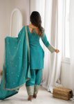 DESIGNER NC VICHITRA SILK EMBROIDERY SEQUENCE DORI AND JARI WORK TOP PATIYALA WITH DUPATTA FESTIVE WEAR WHOLESALE PRICE ETHNIC GARMENT (3)