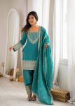 DESIGNER NC VICHITRA SILK EMBROIDERY SEQUENCE DORI AND JARI WORK TOP PATIYALA WITH DUPATTA FESTIVE WEAR WHOLESALE PRICE ETHNIC GARMENT (3)