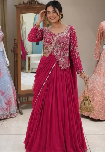 DESIGNER RANGOLI EMBROIDERY SEQUENCE WORK  LEHENGA CHOLI WITH DUPATTA RANI