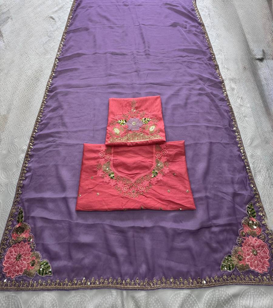 DESIGNER RANGOLI SILK EMBROIDERY WITH CUTWORK BORDER SAREE WITH UNSTITCHED BLOUSE WEDDING WEAR WHOLESALE PRICE ETHNIC GARMENT (10)