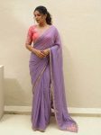 DESIGNER RANGOLI SILK EMBROIDERY WITH CUTWORK BORDER SAREE WITH UNSTITCHED BLOUSE PURPLE