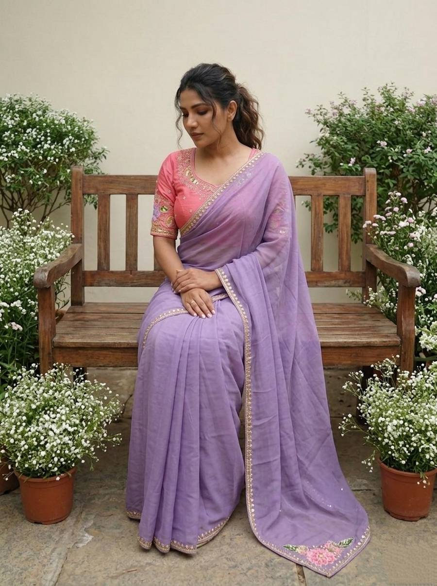 DESIGNER RANGOLI SILK EMBROIDERY WITH CUTWORK BORDER SAREE WITH UNSTITCHED BLOUSE WEDDING WEAR WHOLESALE PRICE ETHNIC GARMENT (3)