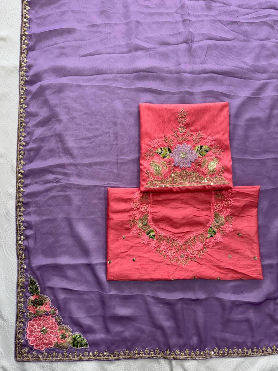 DESIGNER RANGOLI SILK EMBROIDERY WITH CUTWORK BORDER SAREE WITH UNSTITCHED BLOUSE WEDDING WEAR WHOLESALE PRICE ETHNIC GARMENT (9)