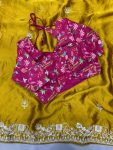 DESIGNER RANGOLI SILK EMBROIDERY WORK BORDER WITH PIPING SAREE WITH UNSTITCHED BLOUSE WEDDING WEAR WHOLESALE PRICE ETHNIC GARMENT (18)