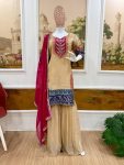 DESIGNER RANGOLI SILK EMBROIDERY WORK WITH FANCY LACE WORK TOP SHARARA WITH DUPATTA FESTIVE WEAR WHOLESALE PRICE ETHNIC GARMENT (2)