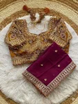 DESIGNER RANGOLI SILK SEQUENCE AND ZARI EMBROIDERY WITH MULTI ARC BORDER WORK SAREE WITH STITCHED BLOUSE WEDDING WEAR WHOLESALE PRICE ETHNIC GARMENT (2)