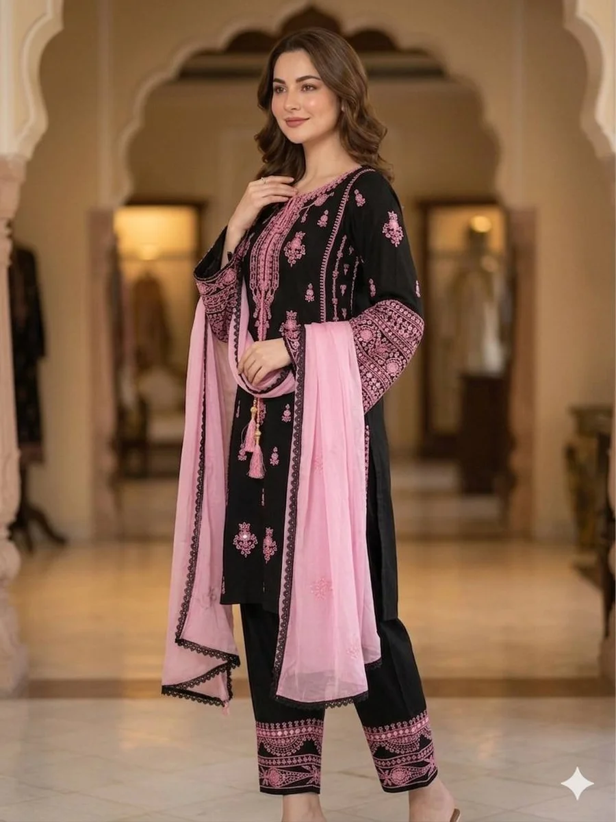 DESIGNER RAYON EMBROIDERY WORK WITH PAPER WORK MIRROR EFFECT WORK TOP PALAZZO WITH DUPATTA FESTIVE WEAR WHOLESALE PRICE ETHNIC GARMENT (3)