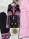 DESIGNER RAYON EMBROIDERY WORK WITH PAPER WORK MIRROR EFFECT WORK TOP PALAZZO WITH DUPATTA FESTIVE WEAR WHOLESALE PRICE ETHNIC GARMENT (2)