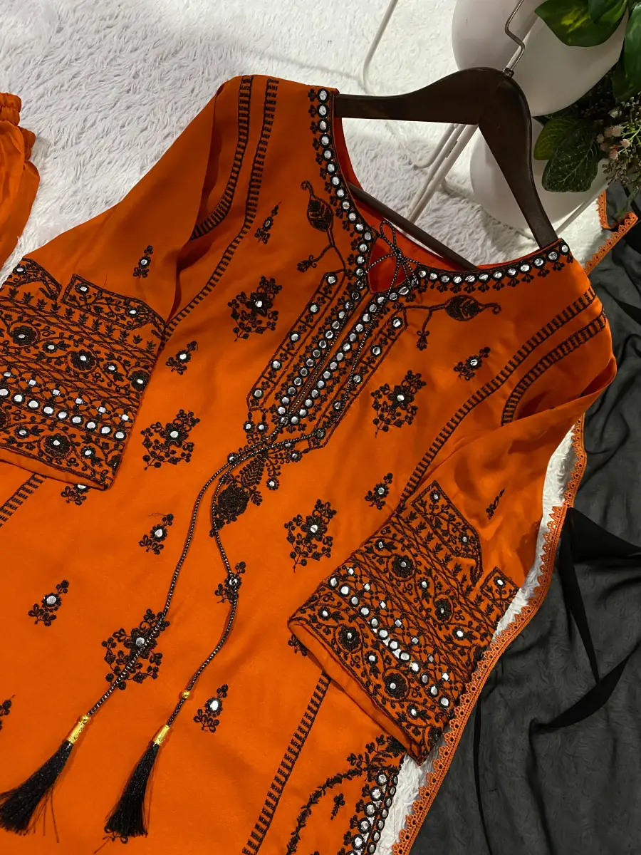 DESIGNER RAYON EMBROIDERY WORK WITH PAPER WORK MIRROR EFFECT WORK TOP PALAZZO WITH DUPATTA FESTIVE WEAR WHOLESALE PRICE ETHNIC GARMENT (7)