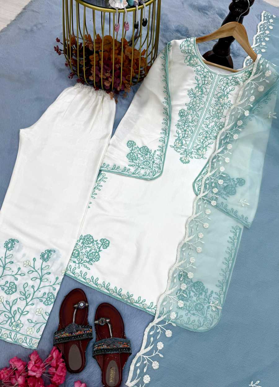 DESIGNER ROMAN GLASS EMBROIDERY THREAD WORK TOP PALAZZO WITH DUPATTA FESTIVE WEAR WHOLESALE PRICE ETHNIC GARMENT (15)