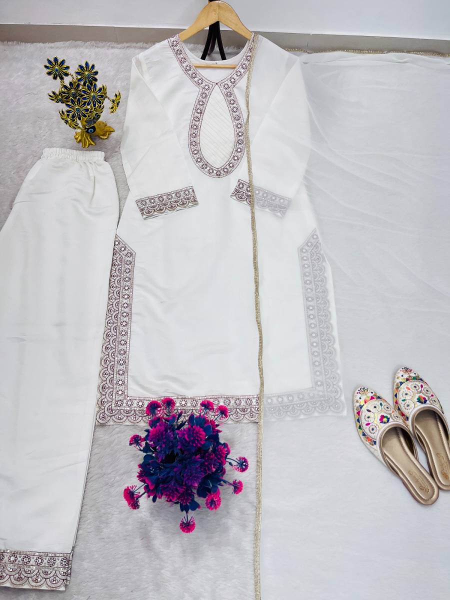 DESIGNER ROMAN SILK EMBROIDERY SEQUENCE WORK TOP BOTTOM WITH DUPATTA FESTIVE WEAR WHOLESALE PRICE ETHNIC GARMENT (14)