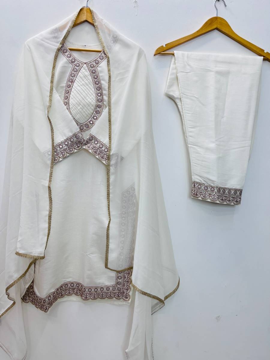DESIGNER ROMAN SILK EMBROIDERY SEQUENCE WORK TOP BOTTOM WITH DUPATTA FESTIVE WEAR WHOLESALE PRICE ETHNIC GARMENT (17)