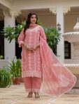 DESIGNER ROMAN SILK EMBROIDERY WORK TOP BOTTOM WITH DUPATTA FESTIVE WEAR WHOLESALE PRICE ETHNIC GARMENT (5)