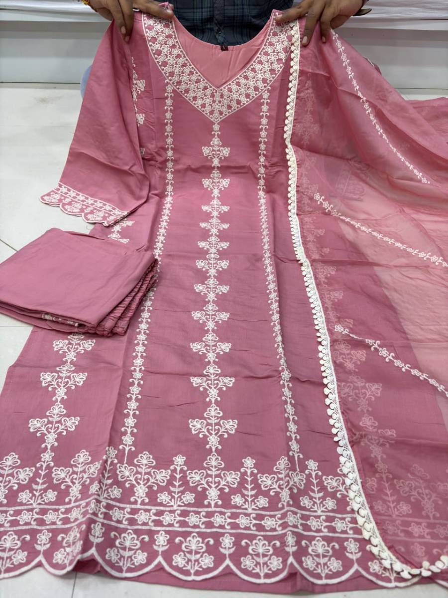 DESIGNER ROMAN SILK EMBROIDERY WORK TOP BOTTOM WITH DUPATTA FESTIVE WEAR WHOLESALE PRICE ETHNIC GARMENT (9)